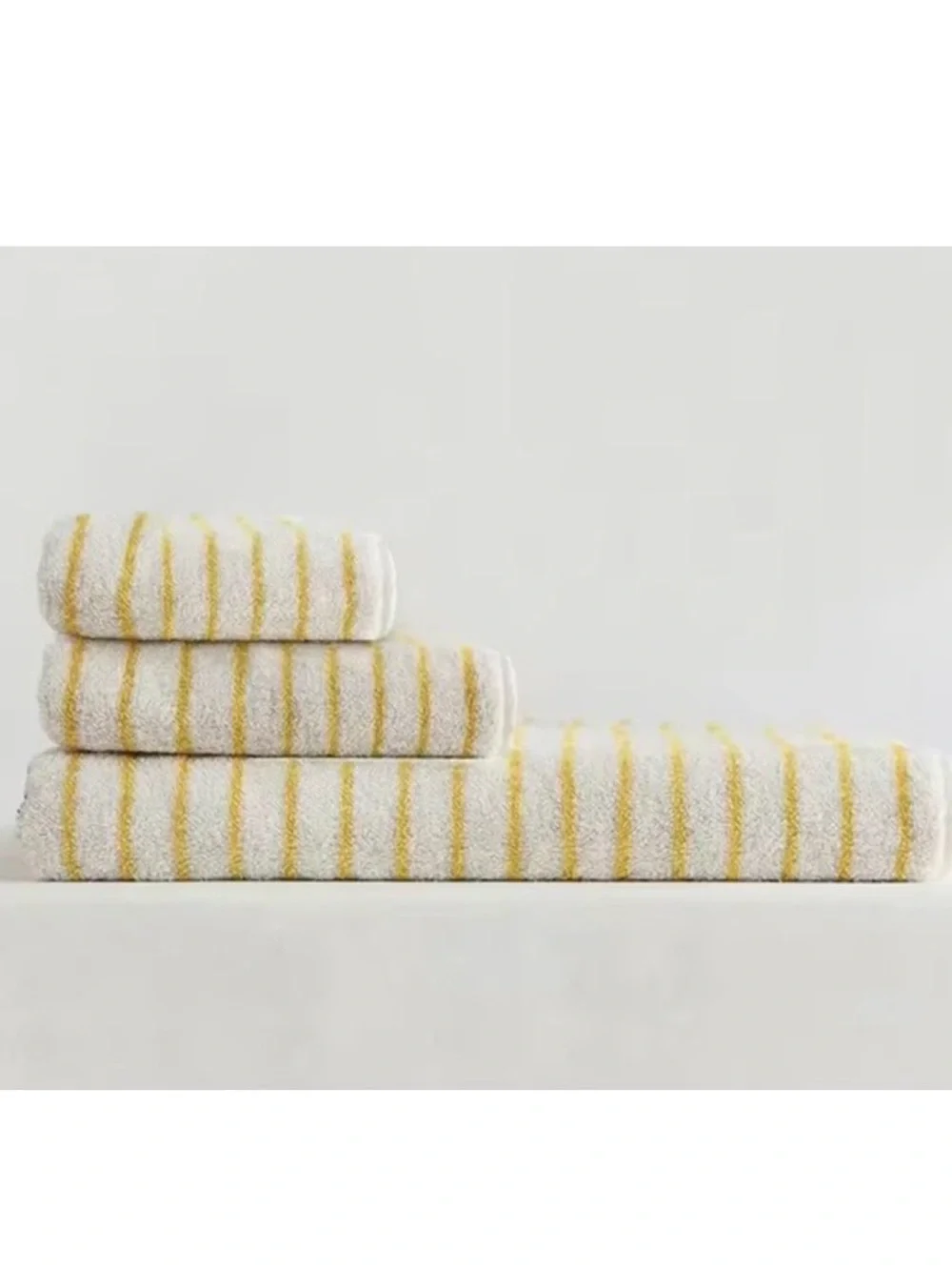 Striped Cotton Bath Towel Set - Navy, White, Cream